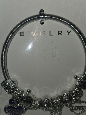 Silver Heart Charm Bracelet - Women Jewelry Blue Clover